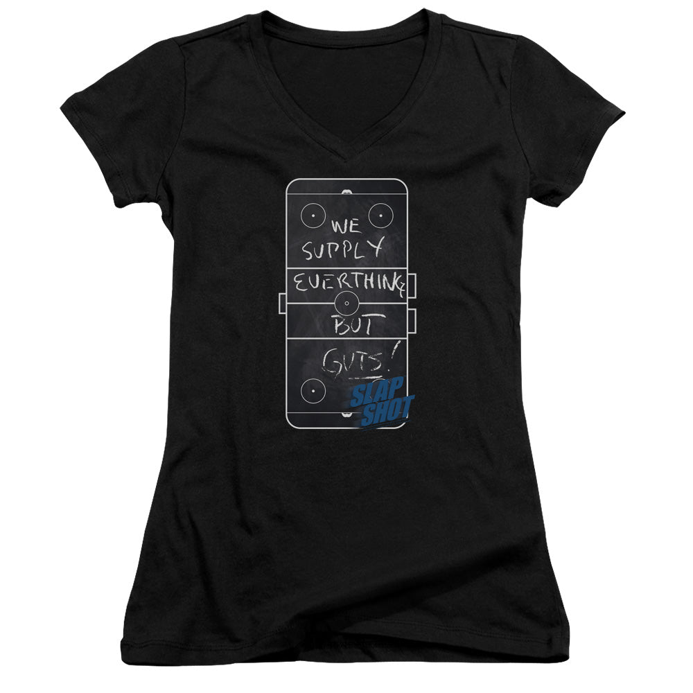 Slap Shot - Chalkboard - Junior V-neck - Black