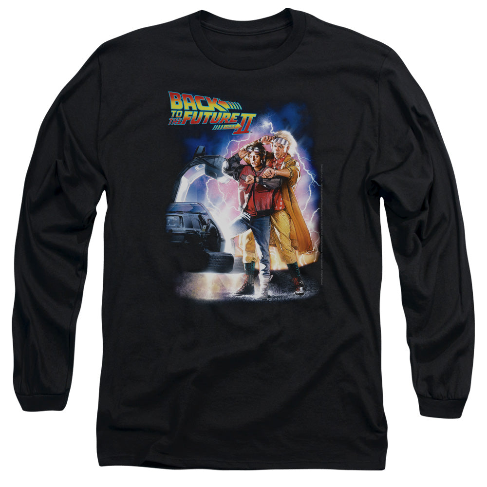 Back To The Future Ii - Poster - Long Sleeve Adult 18/1 - Black - Sm - Black T-shirt