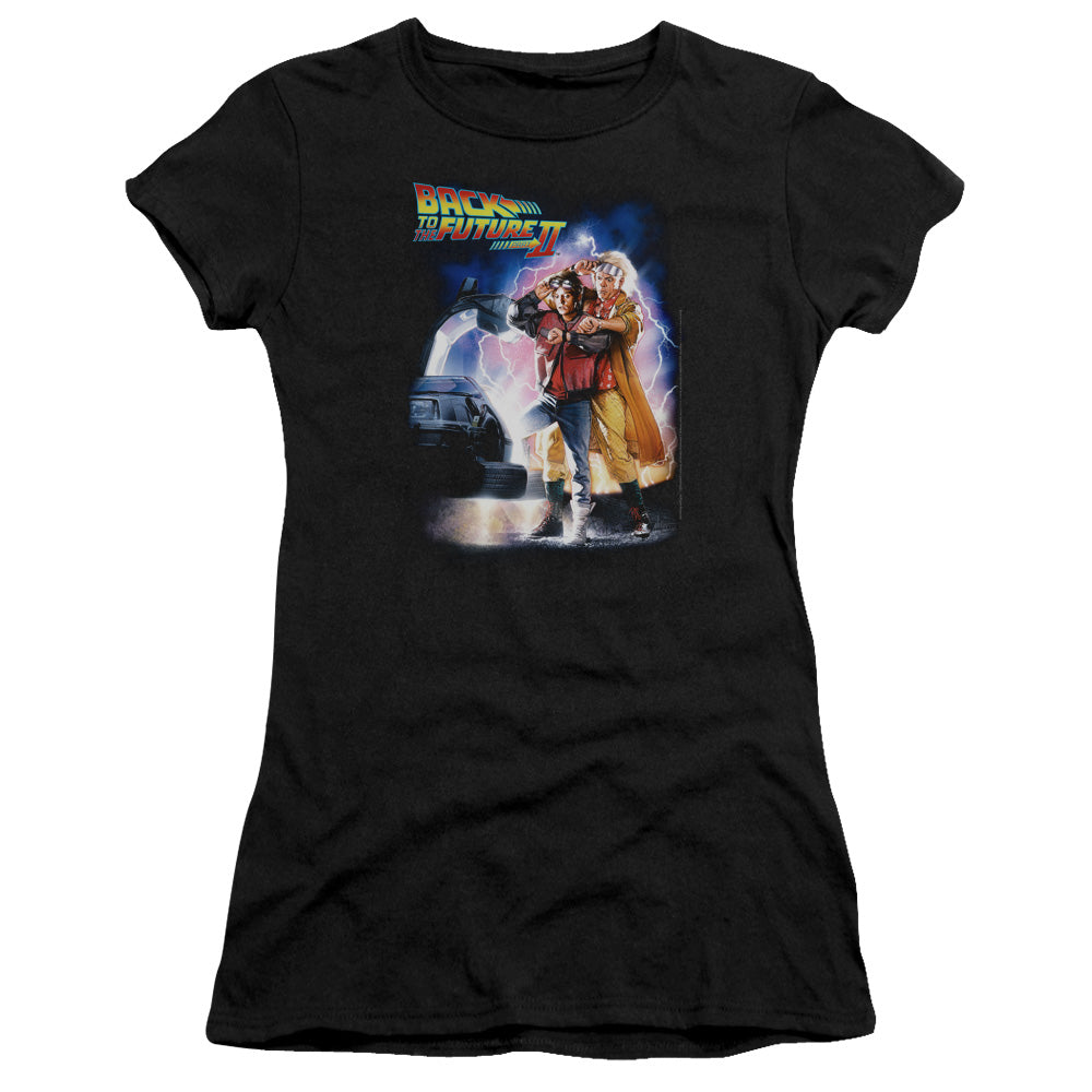 Back To The Future Ii - Poster - Short Sleeve Junior Sheer - Black T-shirt