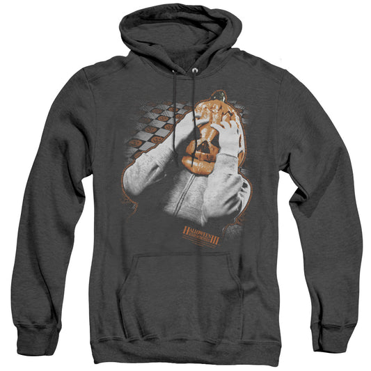 Halloween Iii - Pumpkin Mask - Adult Heather Hoodie - Black