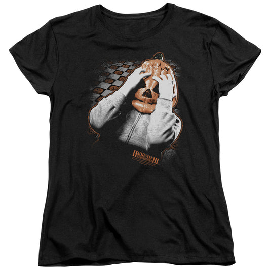 Halloween Iii - Pumpkin Mask - Short Sleeve Womens Tee - Black T-shirt