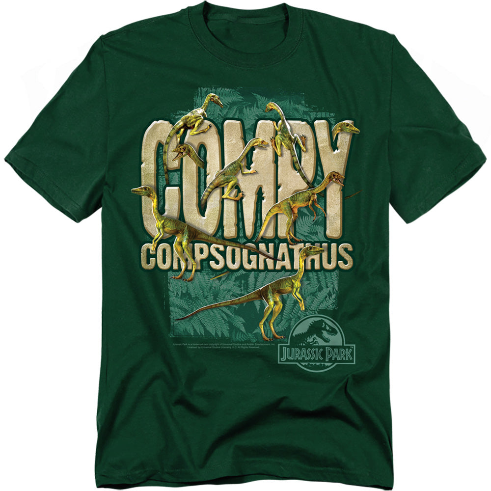 Jurassic Park - Compy - Short Sleeve Adult 18/1 - Hunter Green T-shirt