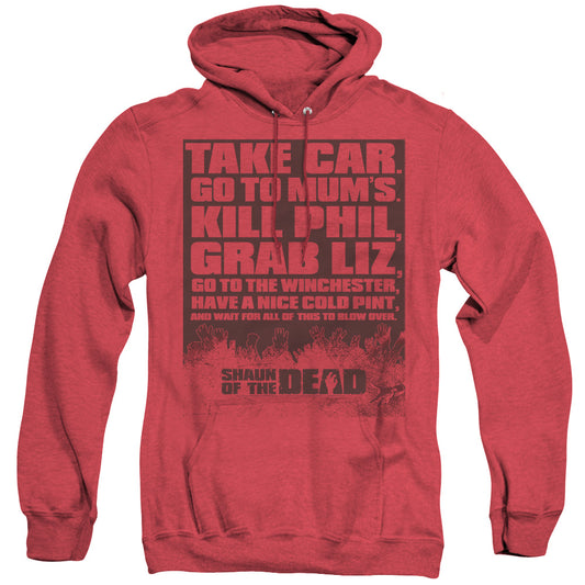 Shaun Of The Dead - List - Adult Heather Hoodie - Red