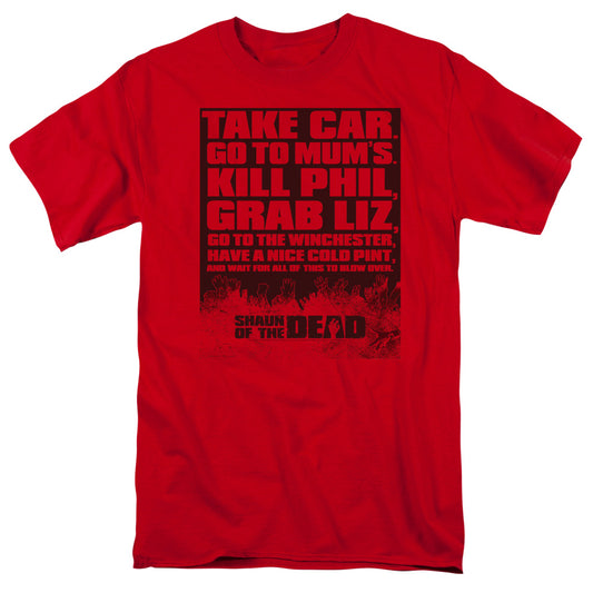 Shaun Of The Dead - List - Short Sleeve Adult 18/1 - Red T-shirt