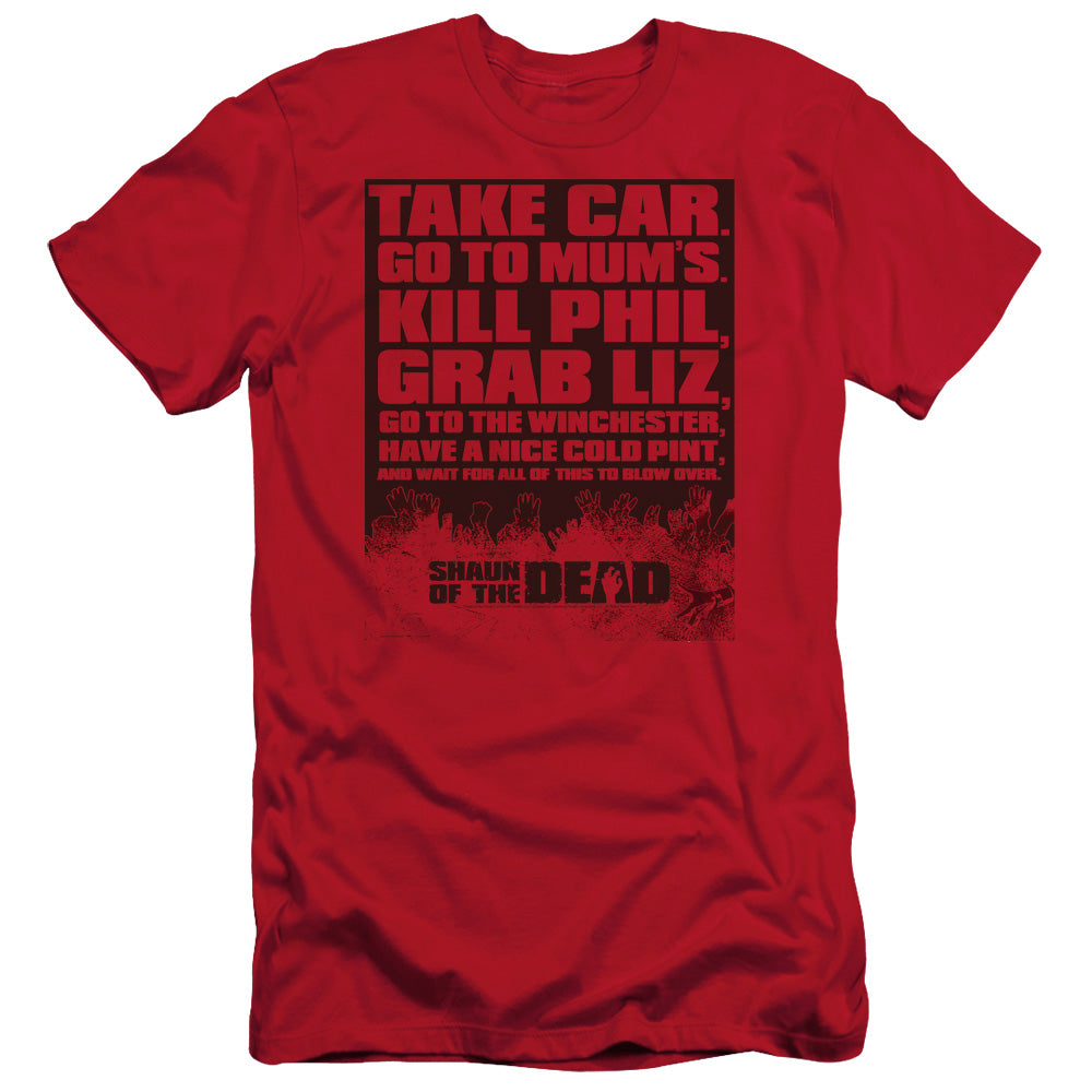 Shaun Of The Dead - List - Short Sleeve Adult 30/1 - Red T-shirt