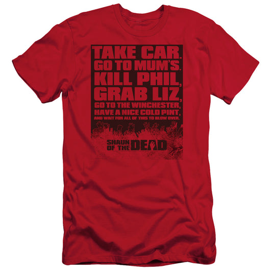Shaun Of The Dead - List - Short Sleeve Adult 30/1 - Red T-shirt