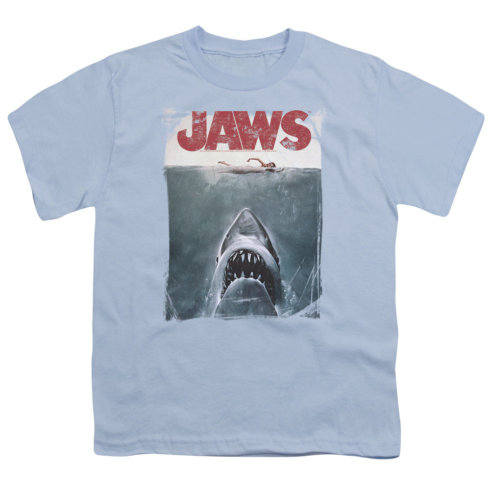 Jaws - Title - Short Sleeve Youth 18/1 - Light Blue T-shirt