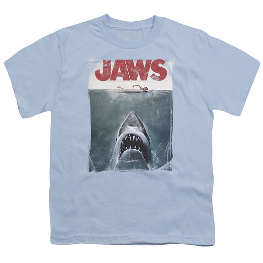 Jaws - Title - Short Sleeve Youth 18/1 - Light Blue T-shirt