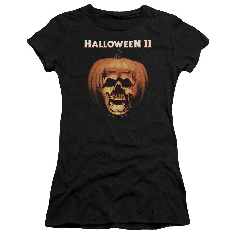 Halloween Ii - Pumpkin Shell - Short Sleeve Junior Sheer - Black - Sm - Black T-shirt