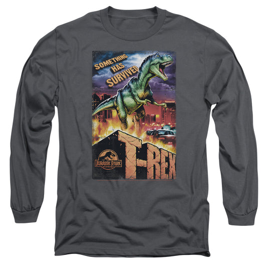 Jurassic Park - Rex In The City - Long Sleeve Adult 18/1 - Charcoal T-shirt