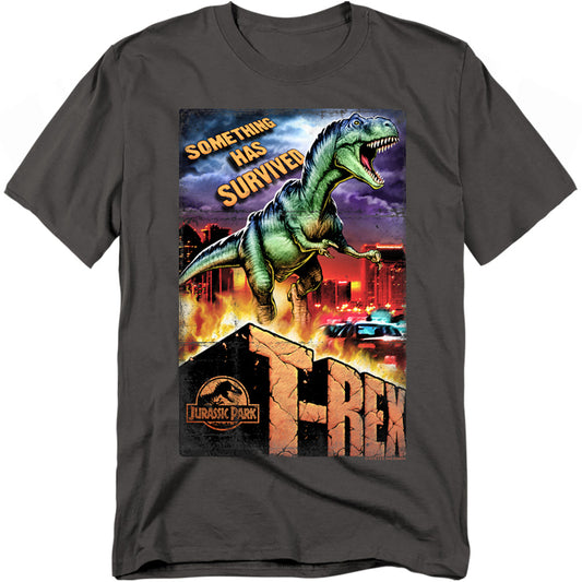 Jurassic Park - Rex In The City - Short Sleeve Adult 18/1 - Charcoal T-shirt
