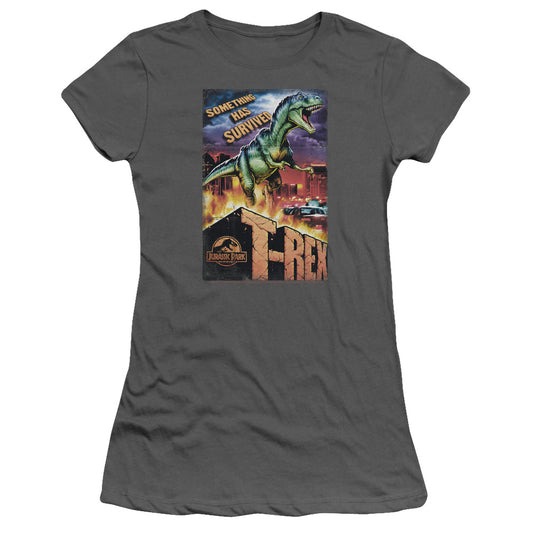 Jurassic Park - Rex In The City - Short Sleeve Junior Sheer - Charcoal T-shirt