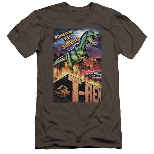 Jurassic Park - Rex In The City-premuim Canvas Adult Slim Fit 30/1 - Charcoal