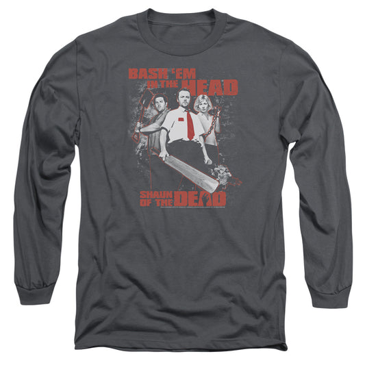 Shaun Of The Dead - Bash Em - Long Sleeve Adult 18/1 - Charcoal T-shirt