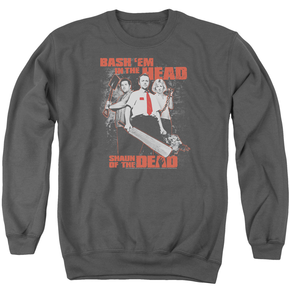 Shaun Of The Dead - Bash Em - Adult Crewneck Sweatshirt - Charcoal