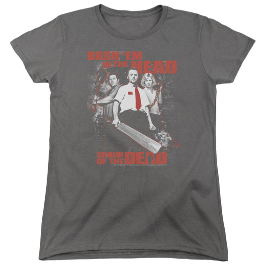 Shaun Of The Dead - Bash Em - Short Sleeve Womens Tee - Charcoal T-shirt