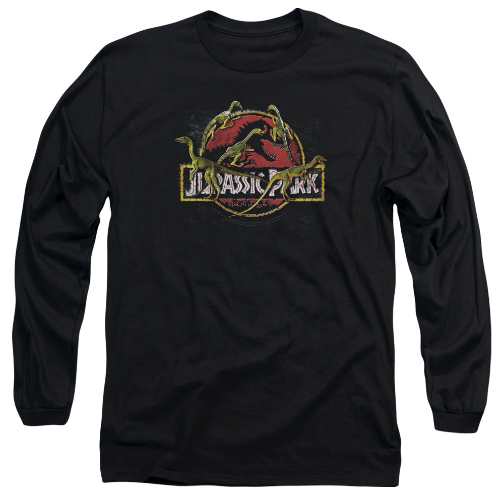 Jurassic Park - Something Has Survived - Long Sleeve Adult 18/1 - Black T-shirt