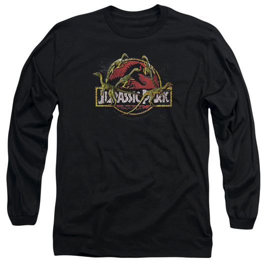 Jurassic Park - Something Has Survived - Long Sleeve Adult 18/1 - Black T-shirt