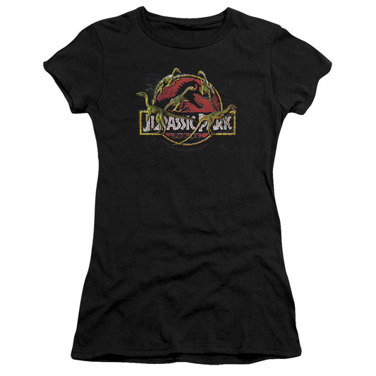 Jurassic Park - Something Has Survived - Short Sleeve Junior Sheer - Black T-shirt