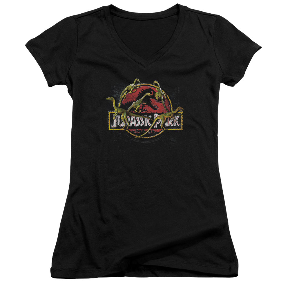Jurassic Park - Something Has Survived - Junior V-neck - Black