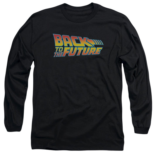 Back To The Future - Logo - Long Sleeve Adult 18/1 - Black - Sm - Black T-shirt