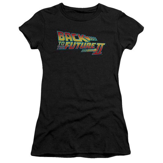Back To The Future Ii - Logo - Short Sleeve Junior Sheer - Black - Md - Black T-shirt