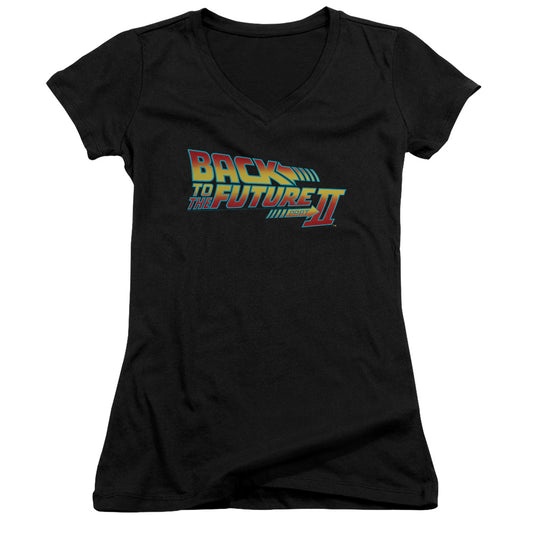 Back To The Future Ii - Logo - Junior V-neck - Black - Sm - Black