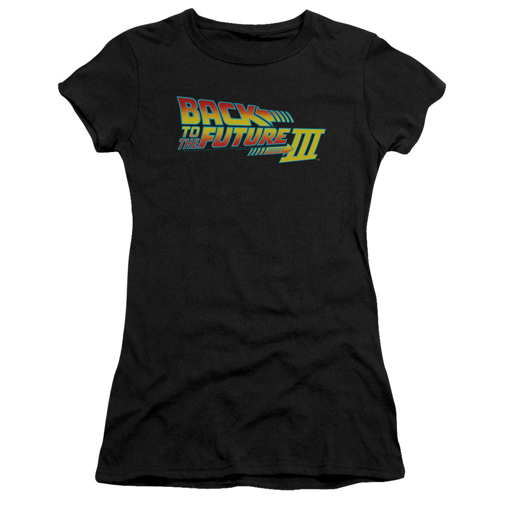 Back To The Future Iii - Logo - Short Sleeve Junior Sheer - Black - Sm - Black T-shirt