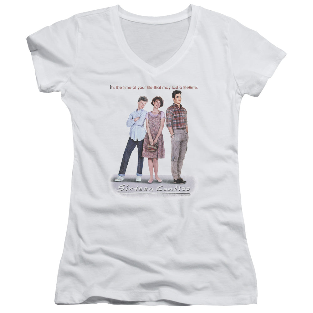 Sixteen Candles Poster - Junior V-neck - White