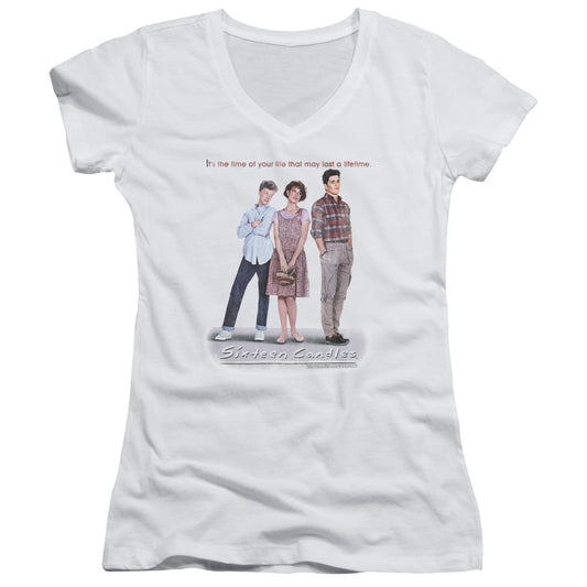 Sixteen Candles Poster - Junior V-neck - White