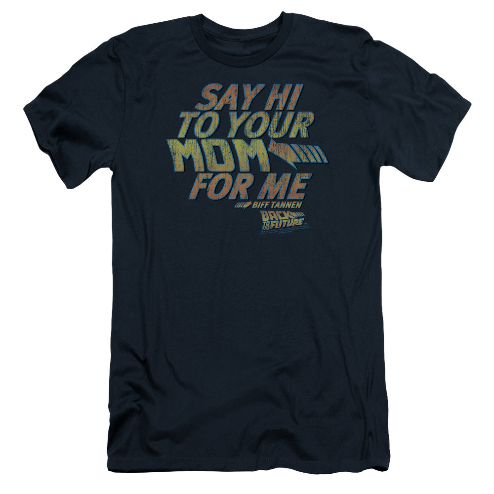 Back To The Future - Say Hi - Short Sleeve Adult 30/1 - Navy - Sm - Navy T-shirt
