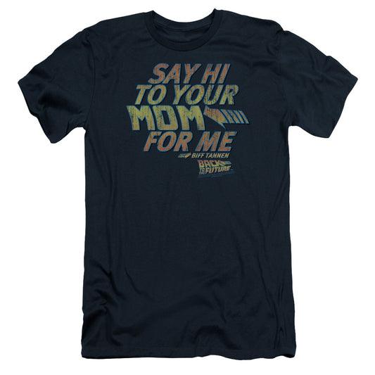 Back To The Future - Say Hi - Short Sleeve Adult 30/1 - Navy - Sm - Navy T-shirt