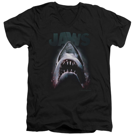 Jaws - Terror In The Deep - Short Sleeve Adult V-neck - Black T-shirt