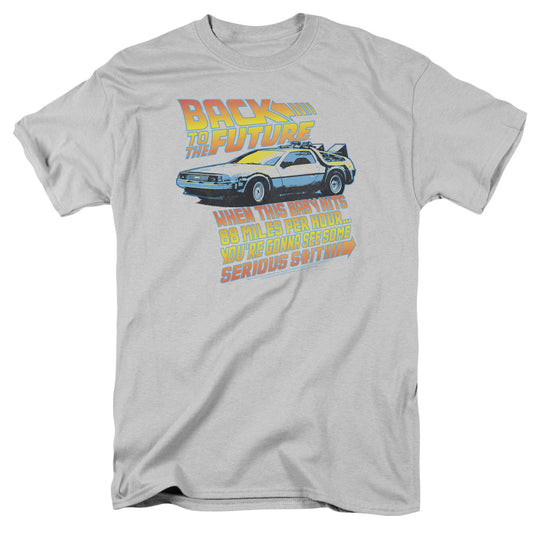 Back To The Future - 88 Mph - Short Sleeve Adult 18/1 - Silver T-shirt