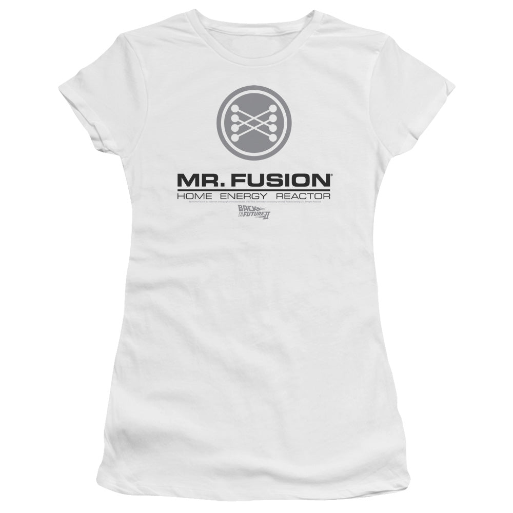Back To The Future Ii - Mr. Fusion Logo - Short Sleeve Junior Sheer - White - Sm - White T-shirt