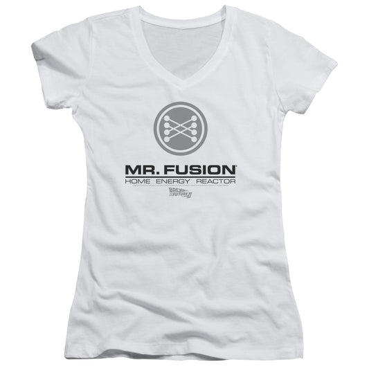 Back To The Future Ii Mr. Fusion Logo - Junior V-neck - White - Sm - White