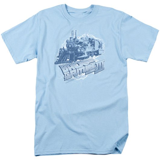 Back To The Future Iii - Time Train - Short Sleeve Adult 18/1 - Light Blue - Sm - Light Blue T-shirt