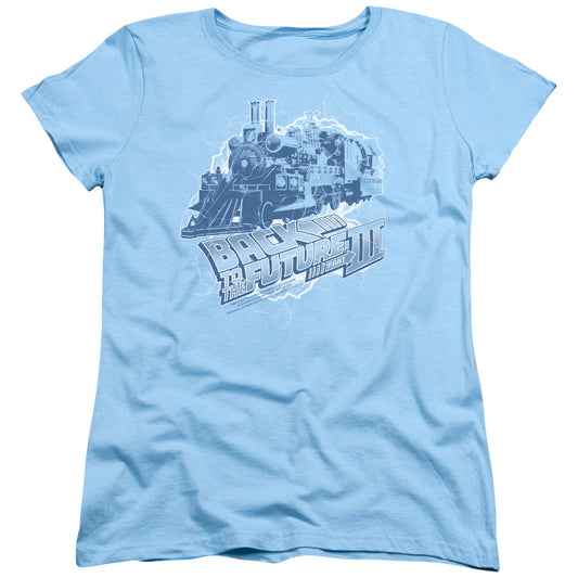 Back To The Future Iii - Time Train - Short Sleeve Womens Tee - Light Blue - Sm - Light Blue T-shirt
