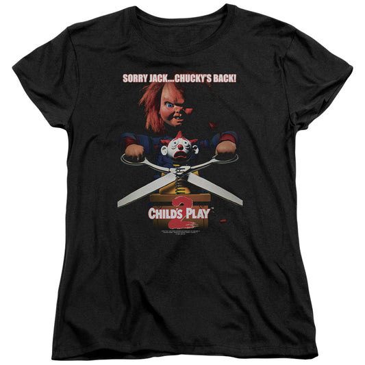 Childs Play 2 - Chuckys Back - Short Sleeve Womens Tee - Black - Sm - Black T-shirt