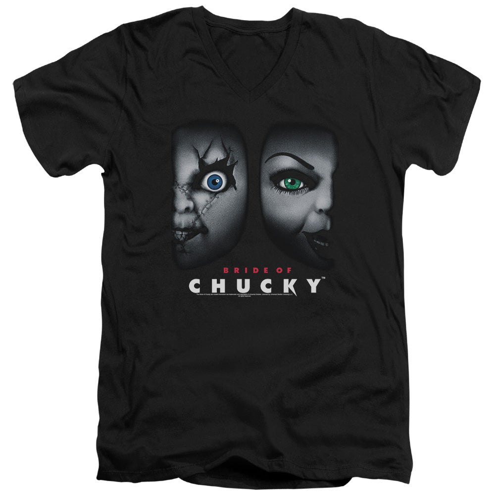 Bride Of Chucky - Happy Couple - Short Sleeve Adult V-neck 30/1 - Black T-shirt