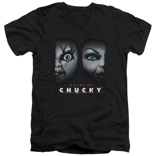 Bride Of Chucky - Happy Couple - Short Sleeve Adult V-neck 30/1 - Black T-shirt