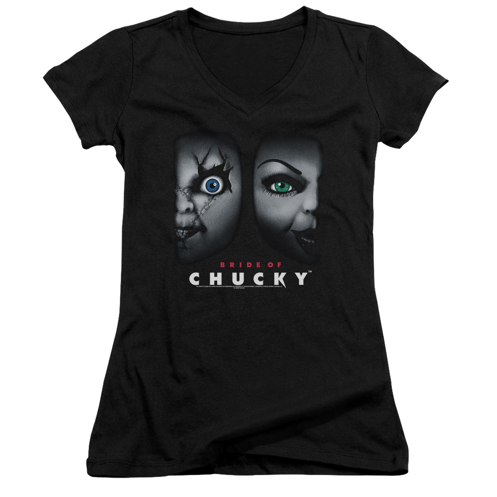 Bride Of Chucky - Happy Couple - Junior V-neck - Black - Sm - Black