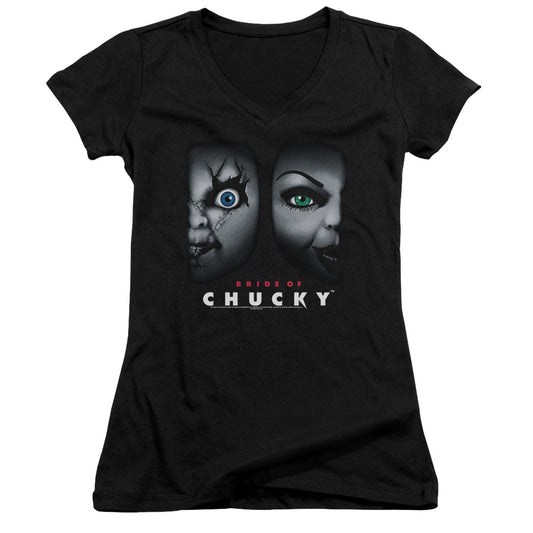 Bride Of Chucky - Happy Couple - Junior V-neck - Black - Sm - Black