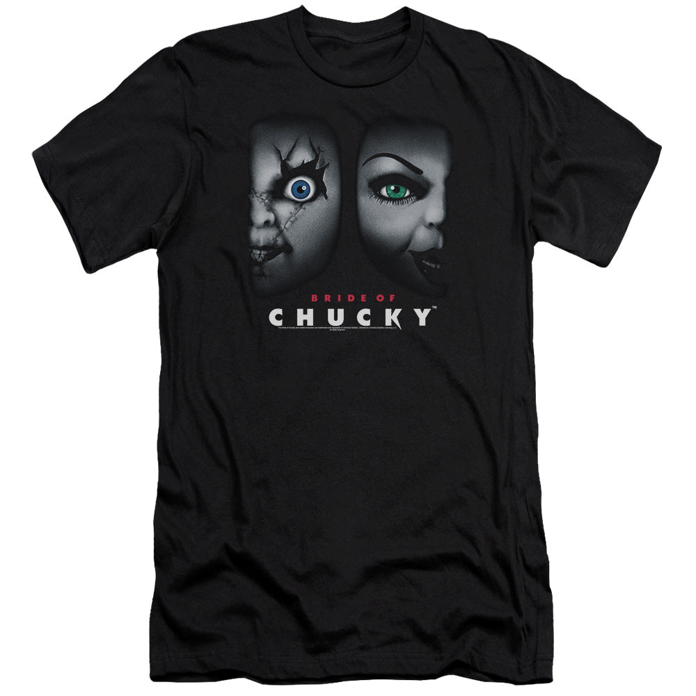 Bride Of Chucky - Happy Couple-premuim Canvas Adult Slim Fit 30/1 - Black