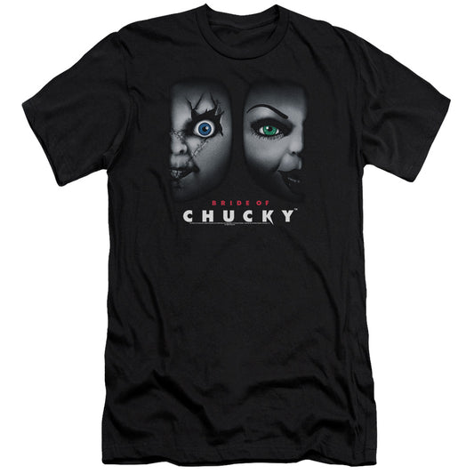 Bride Of Chucky - Happy Couple-premuim Canvas Adult Slim Fit 30/1 - Black