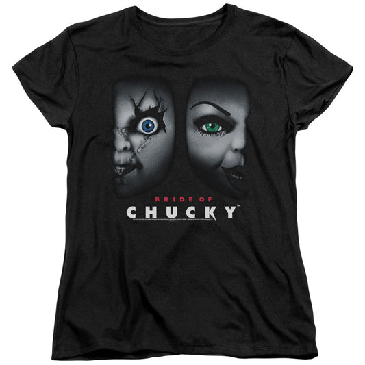 Bride Of Chucky - Happy Couple - Short Sleeve Womens Tee - Black - Sm - Black T-shirt