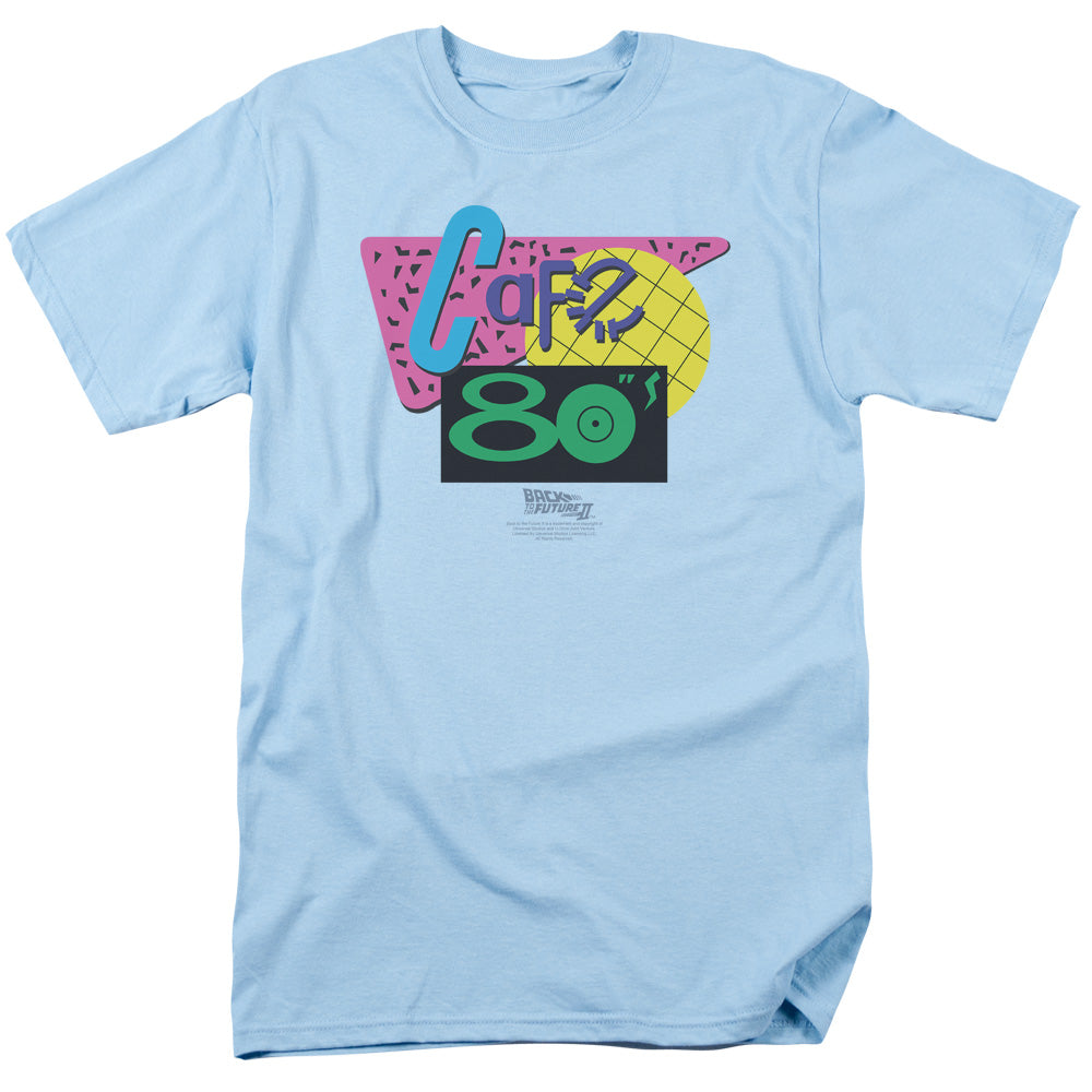 Back To The Future Ii - Cafe 80s - Short Sleeve Adult 18/1 - Light Blue T-shirt
