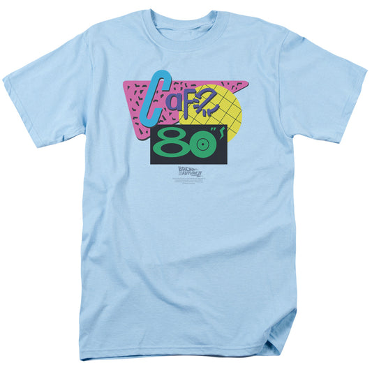 Back To The Future Ii - Cafe 80s - Short Sleeve Adult 18/1 - Light Blue T-shirt