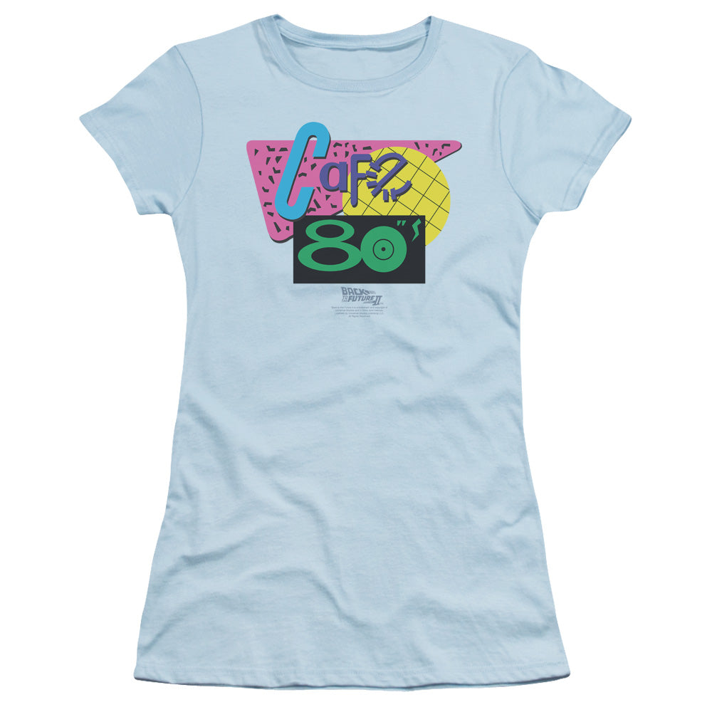 Back To The Future Ii - Cafe 80s - Short Sleeve Junior Sheer - Light Blue T-shirt