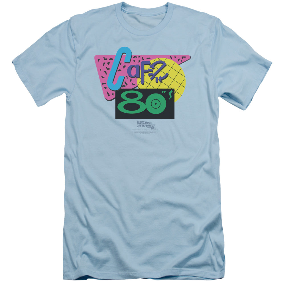 Back To The Future Ii - Cafe 80s - Short Sleeve Adult 30/1 - Light Blue T-shirt